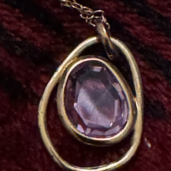 New ORAVISTA 14K Gold Teardrop Natural Pink Crystal Pendant Necklace - Picture 2 of 4